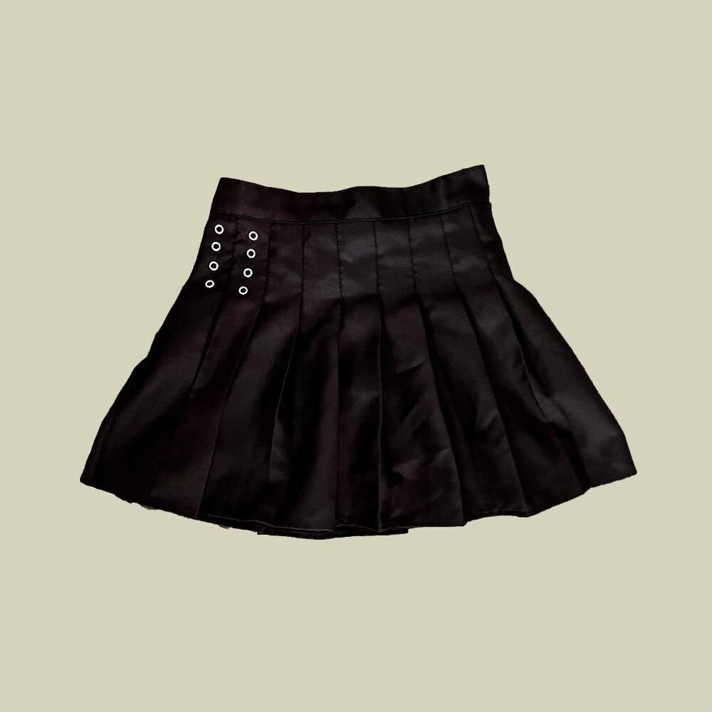 Black Pleated Mini Skirt